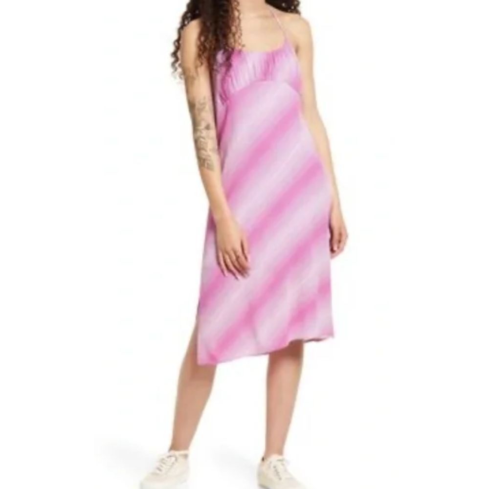BP Nordstrom Women's Halter Midi Dress Pink & Purple Ombre Size M Summer NWT